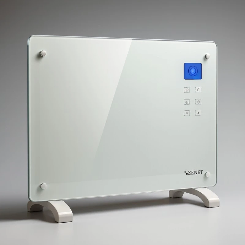 Zenet ZET-526 Подов и стенен конвектор бял, нагревател за въздух 1500W, Бял стъклен панел с дистанционно управление